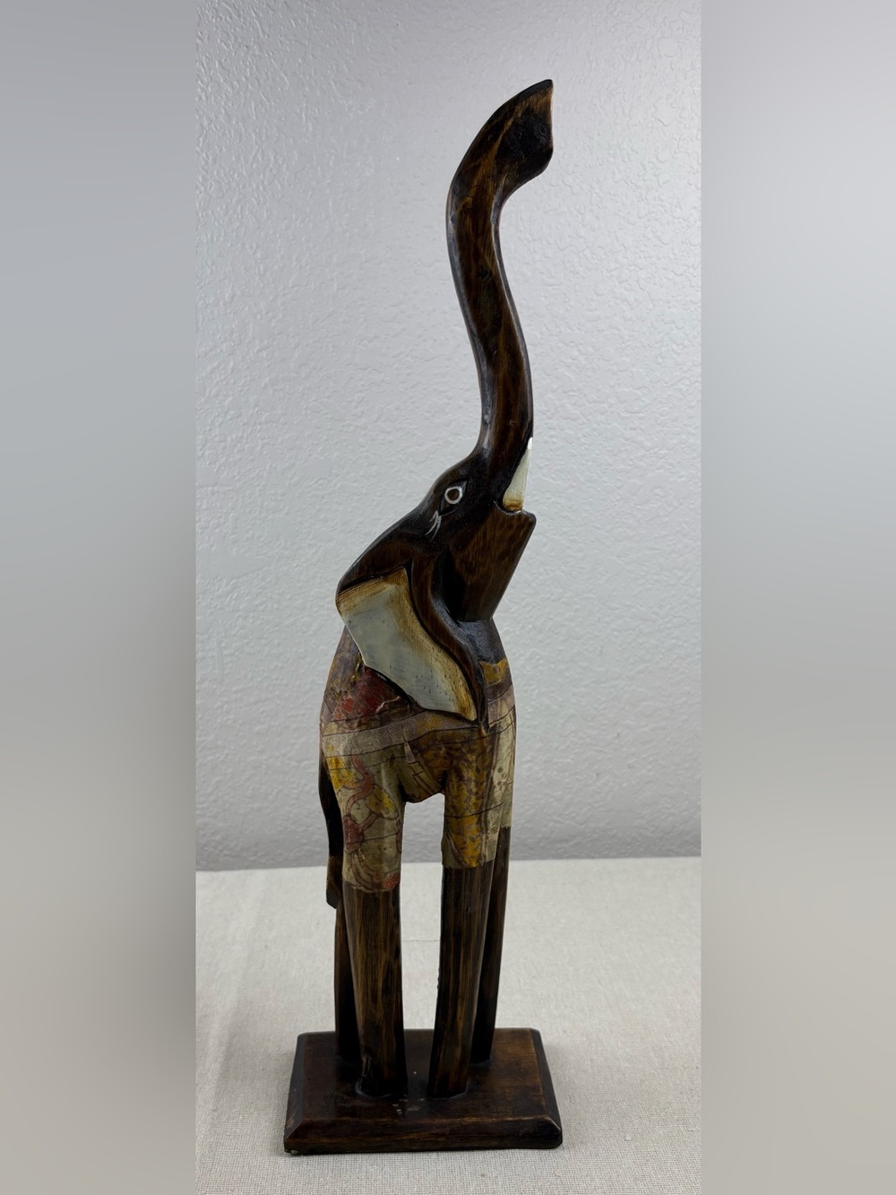 Hand-carved Wooden Elephant Figurine Made from Albesia Wood-19” Tall